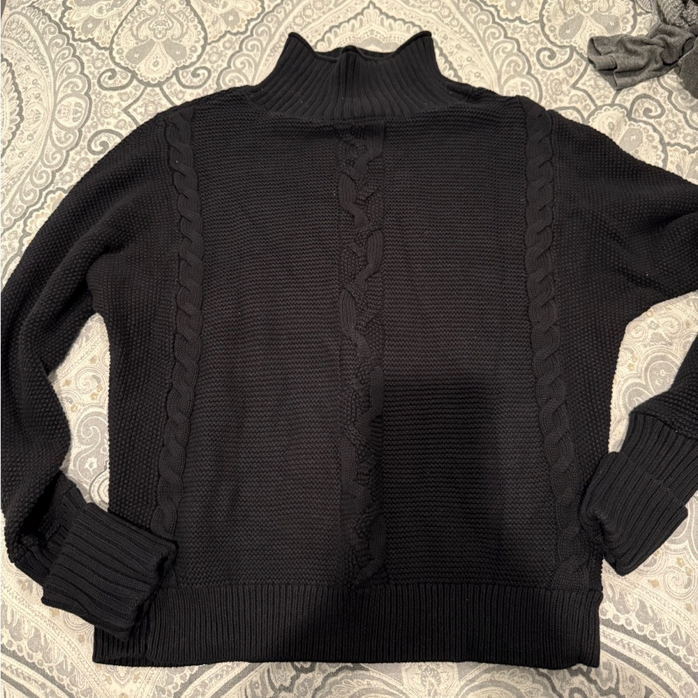 Black Turtleneck Cable Knit Sweater - Picture 1 of 1